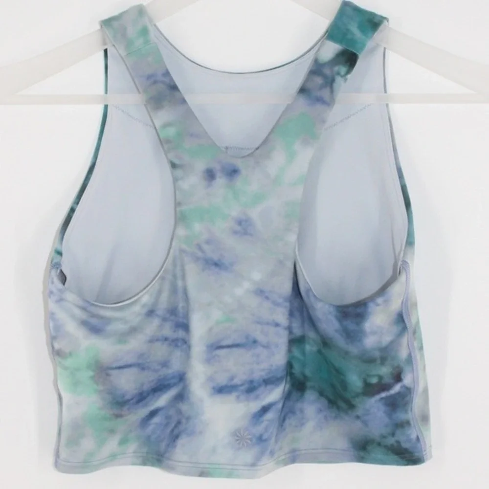 Athleta Girl Tie Dye Longline Sports Bra Crop Top Blue‎ Green Girls S